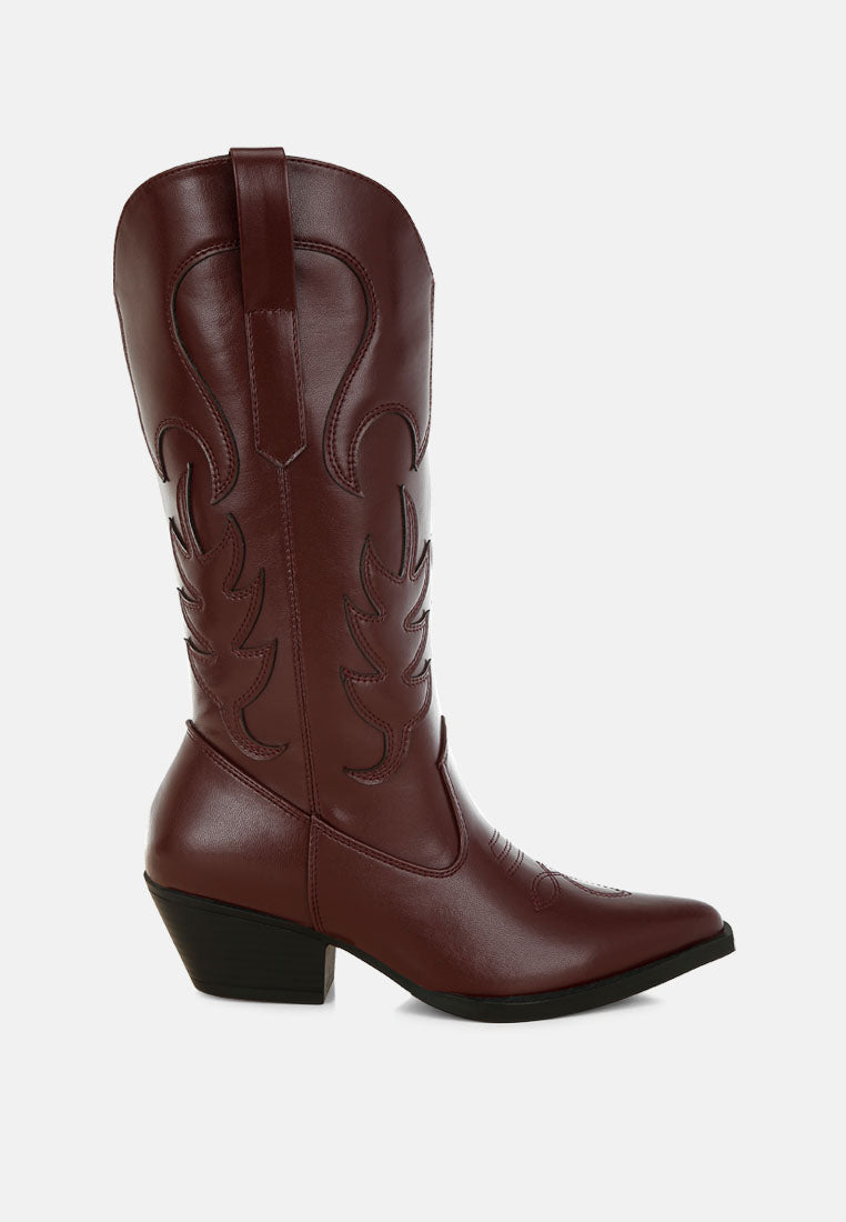 ponsies embroidered cowboy boots#color_burgundy