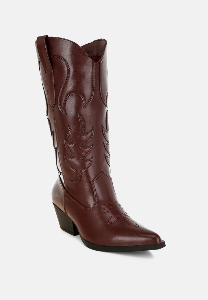 ponsies embroidered cowboy boots#color_burgundy
