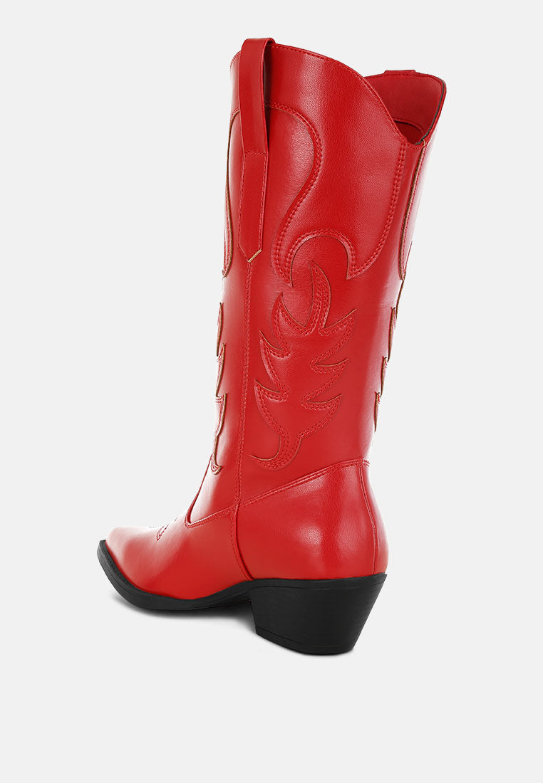 ponsies embroidered cowboy boots#color_red