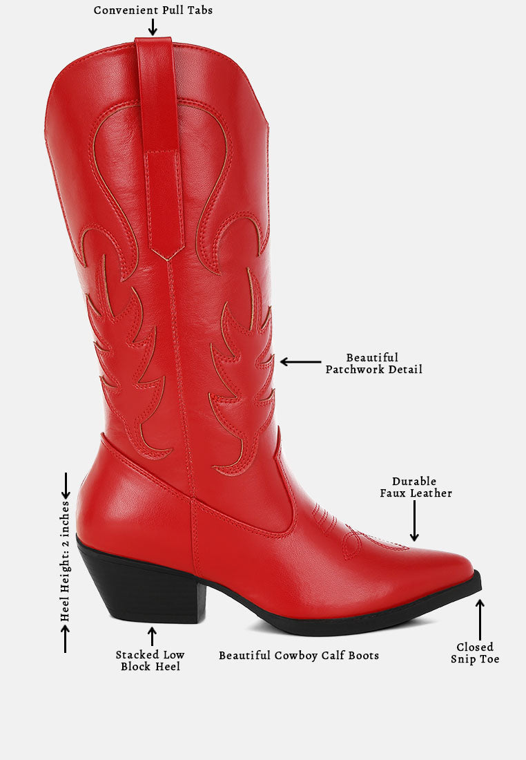 ponsies embroidered cowboy boots#color_red