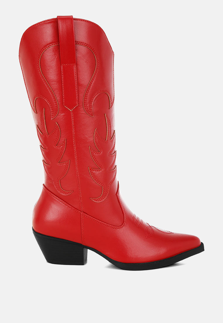 ponsies embroidered cowboy boots#color_red