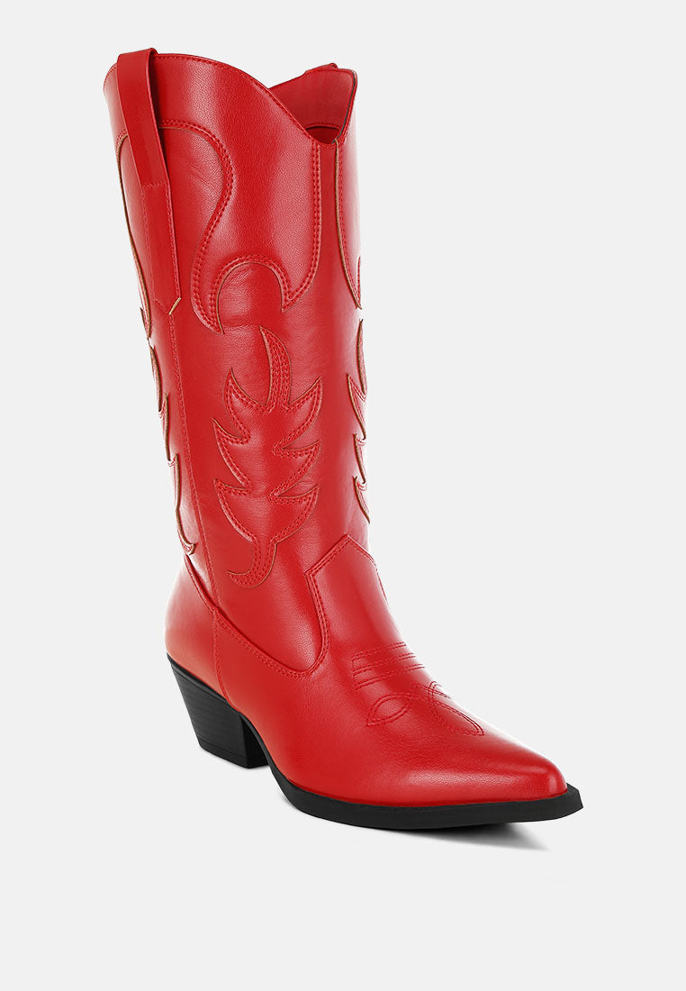 ponsies embroidered cowboy boots#color_red