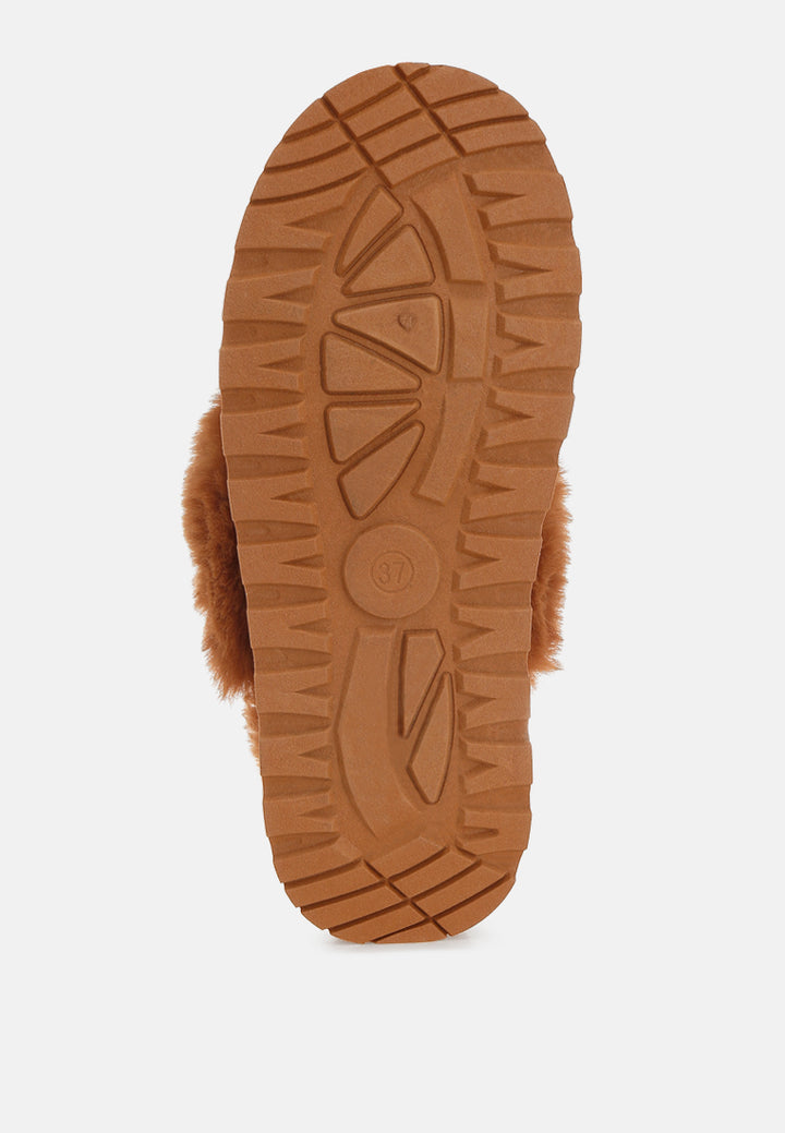 portho faux fur slip ons#color_tan