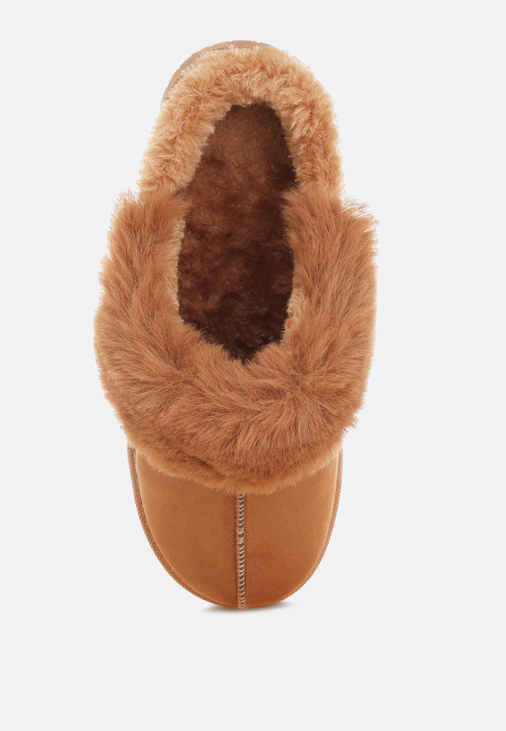 portho faux fur slip ons#color_tan