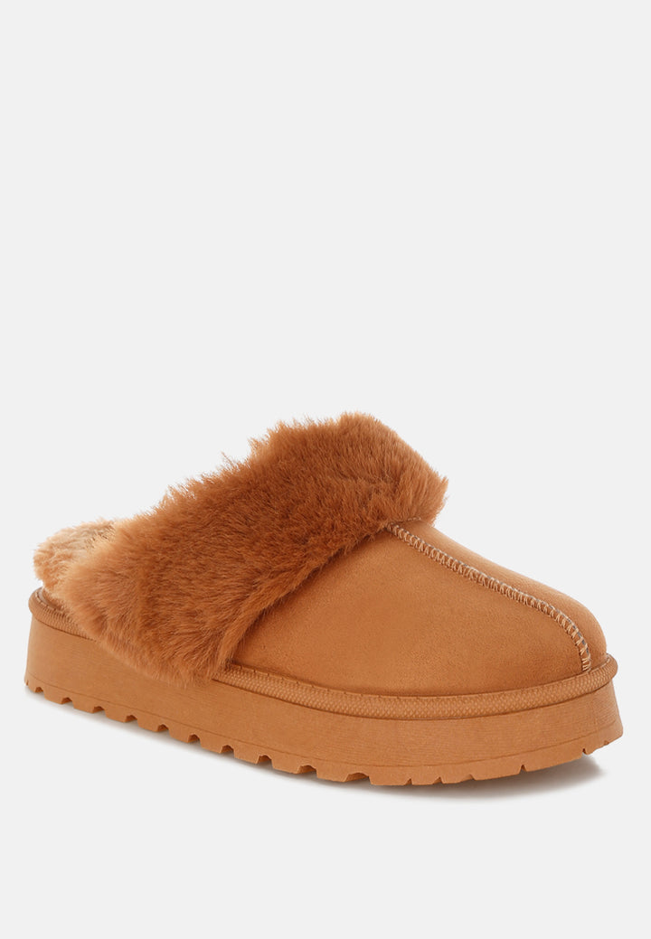 portho faux fur slip ons#color_tan