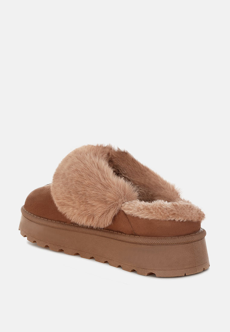 portho faux fur slip ons#color_brown