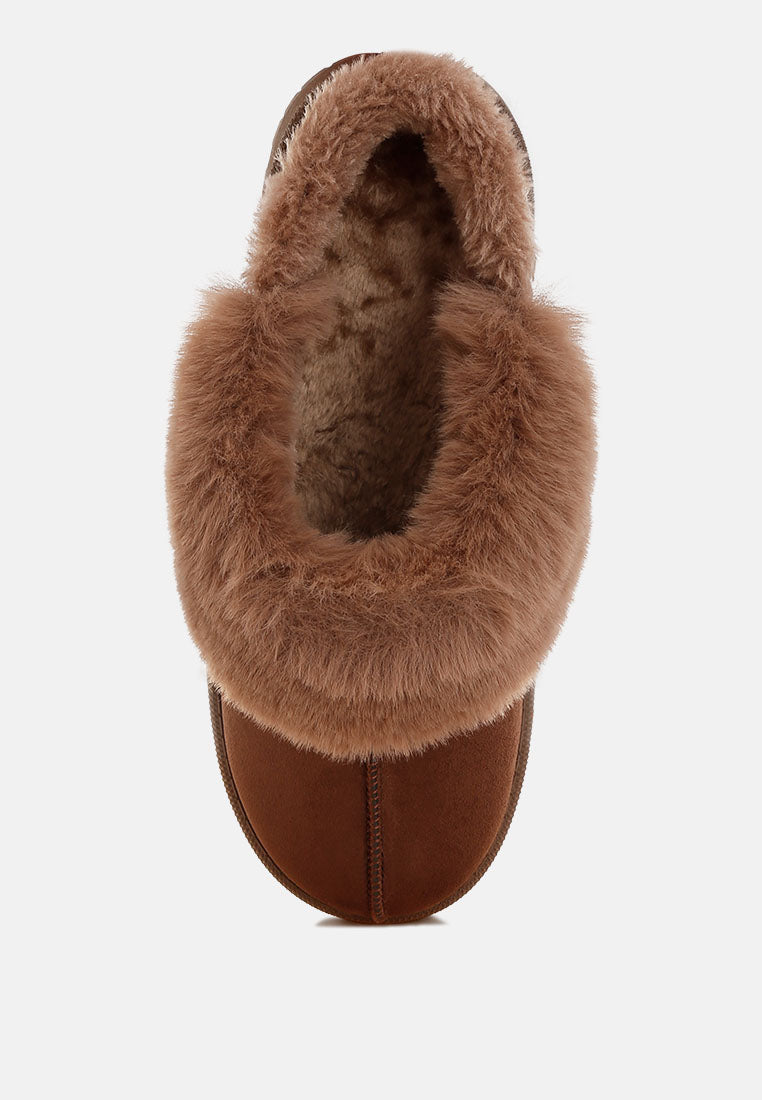 portho faux fur slip ons#color_brown
