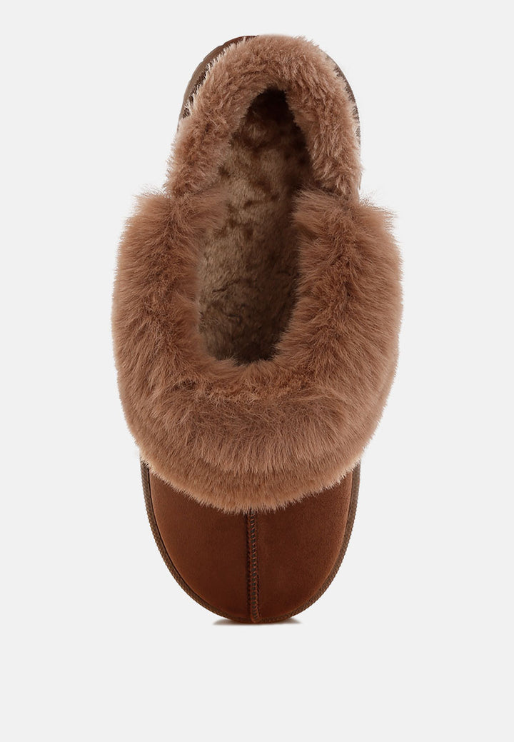 portho faux fur slip ons#color_brown