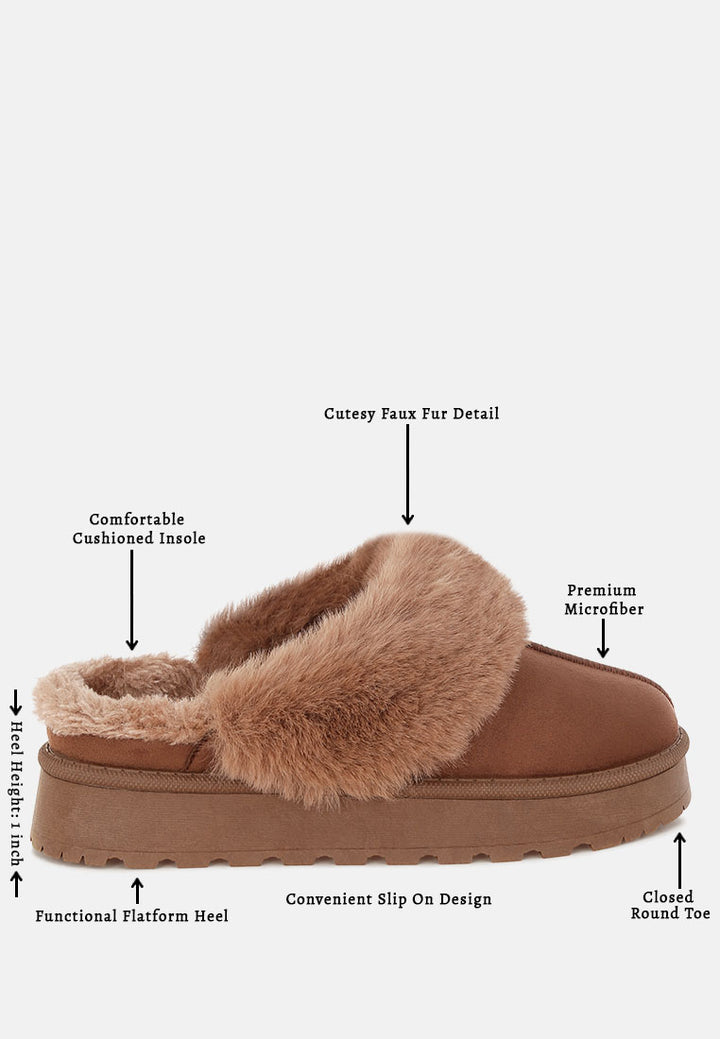 portho faux fur slip ons#color_brown