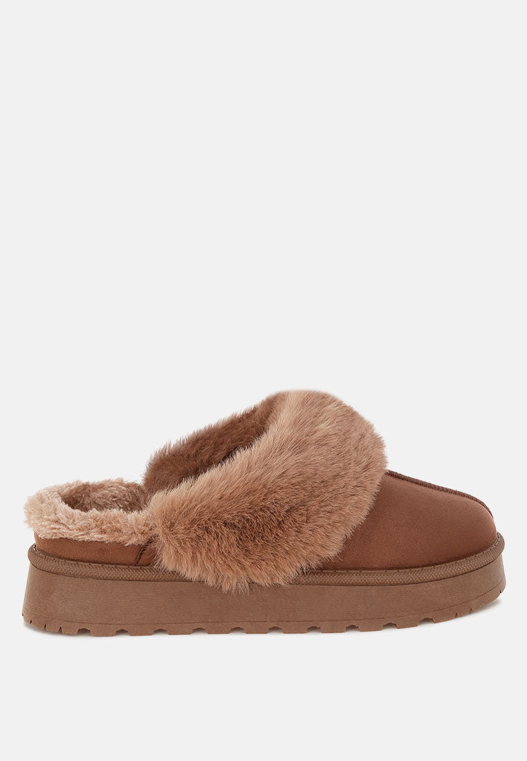 portho faux fur slip ons#color_brown