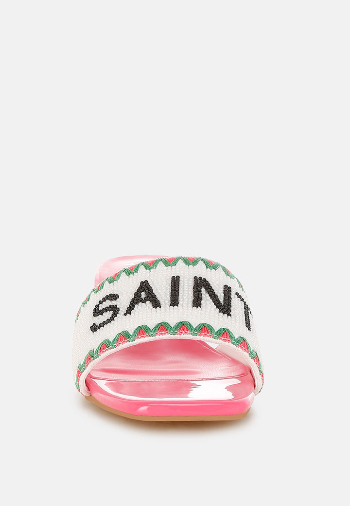 poshta saint tropez beaded slip-on heels by ruw#color_pink