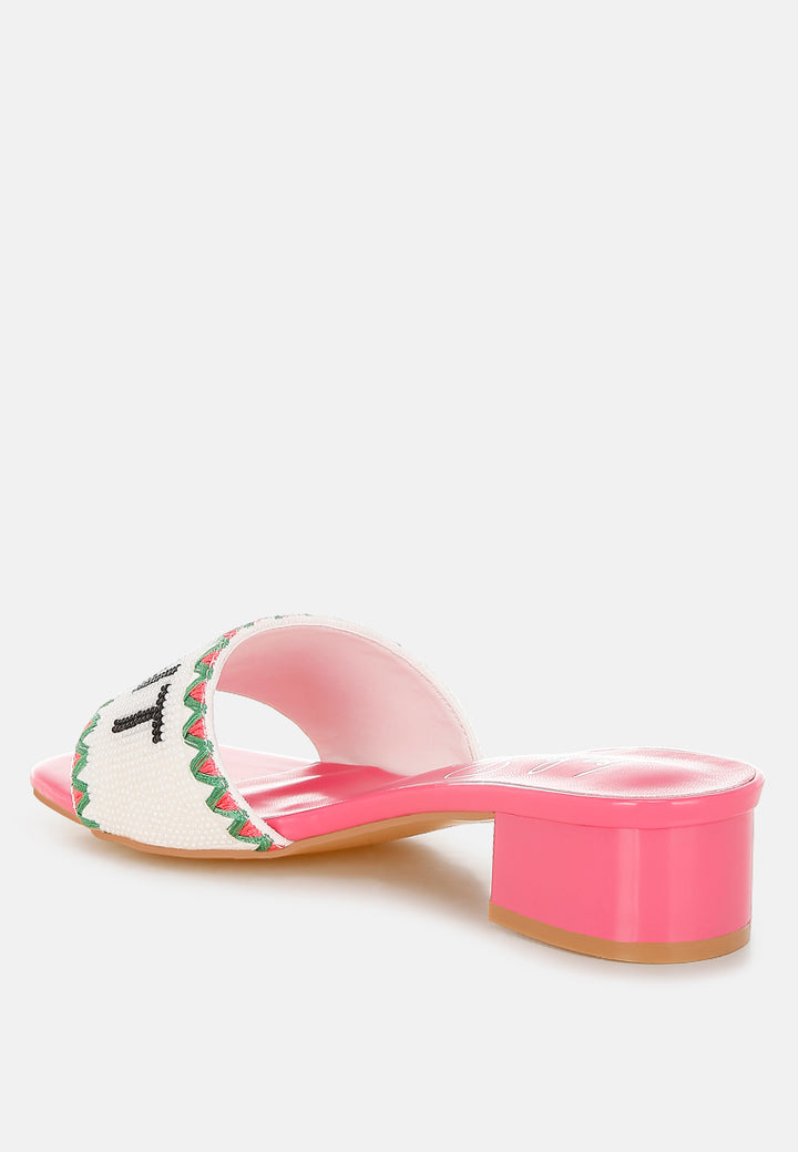 poshta saint tropez beaded slip-on heels by ruw#color_pink