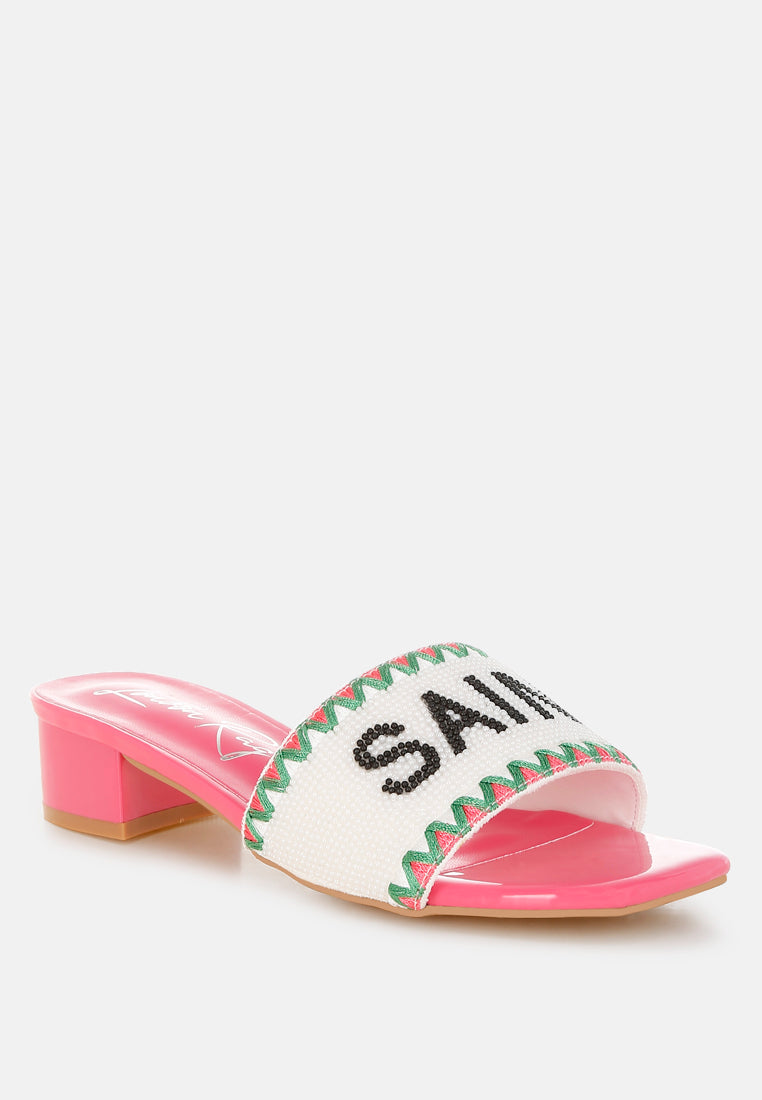 poshta saint tropez beaded slip-on heels by ruw#color_pink