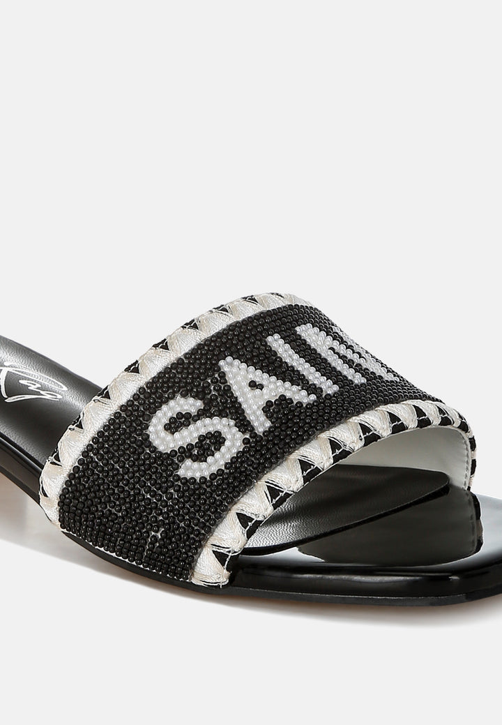 poshta saint tropez beaded slip-on heels by ruw#color_black