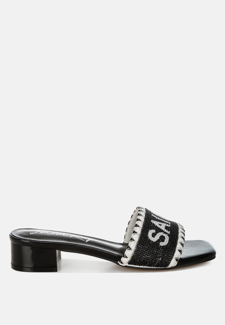 poshta saint tropez beaded slip-on heels by ruw#color_black