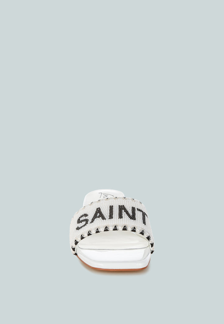 poshta saint tropez beaded slip-on heels by ruw#color_white