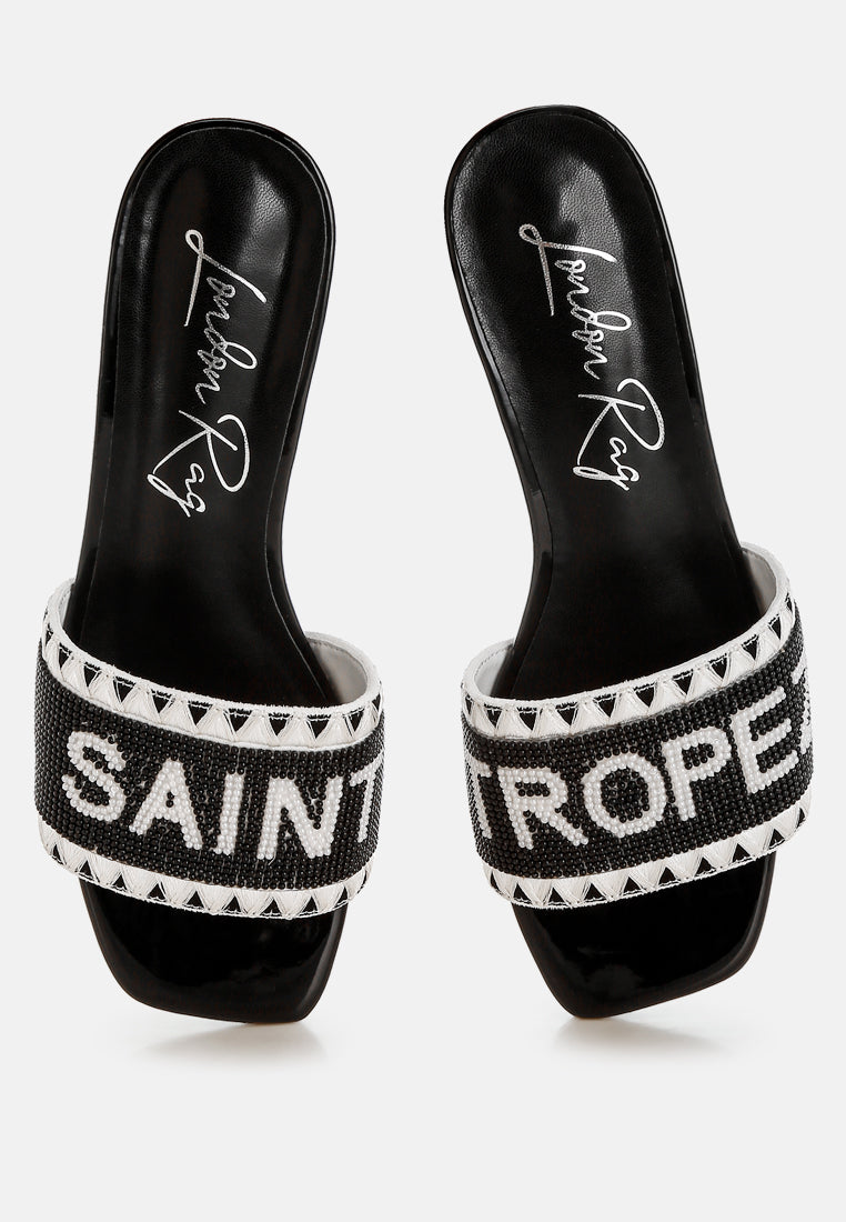 poshta saint tropez beaded slip-on heels by ruw#color_black