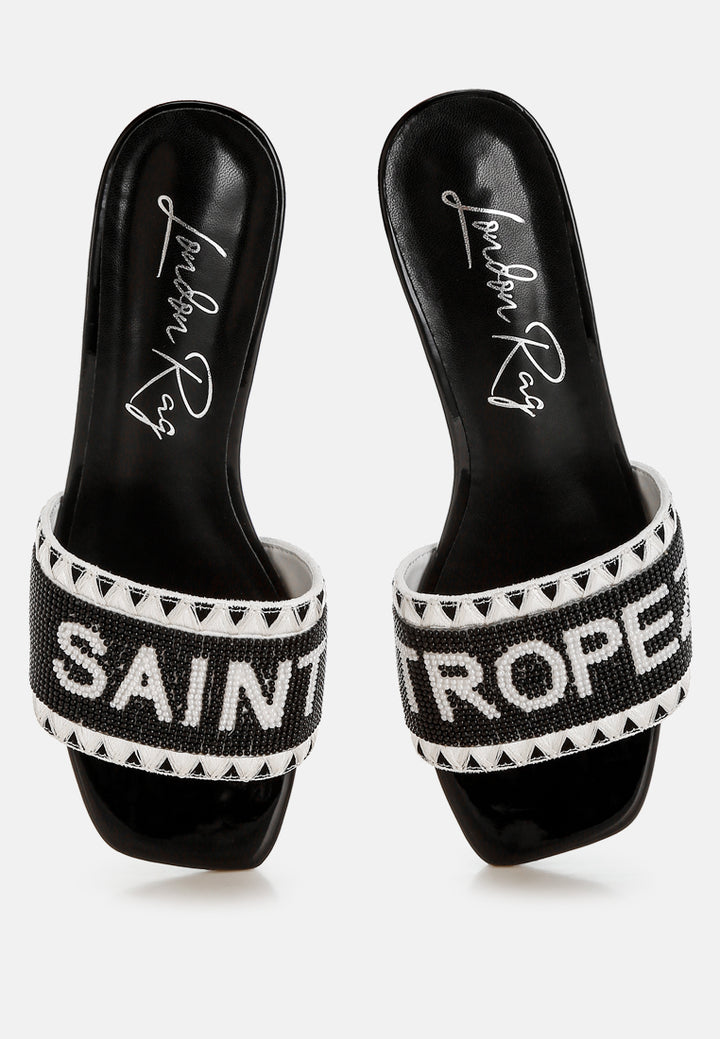 poshta saint tropez beaded slip-on heels by ruw#color_black