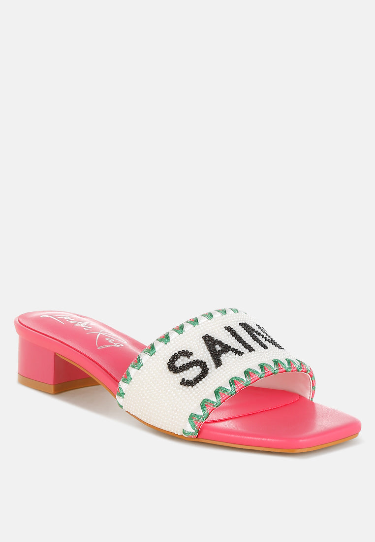 poshta saint tropez beaded slip-on heels by mode#color_pink