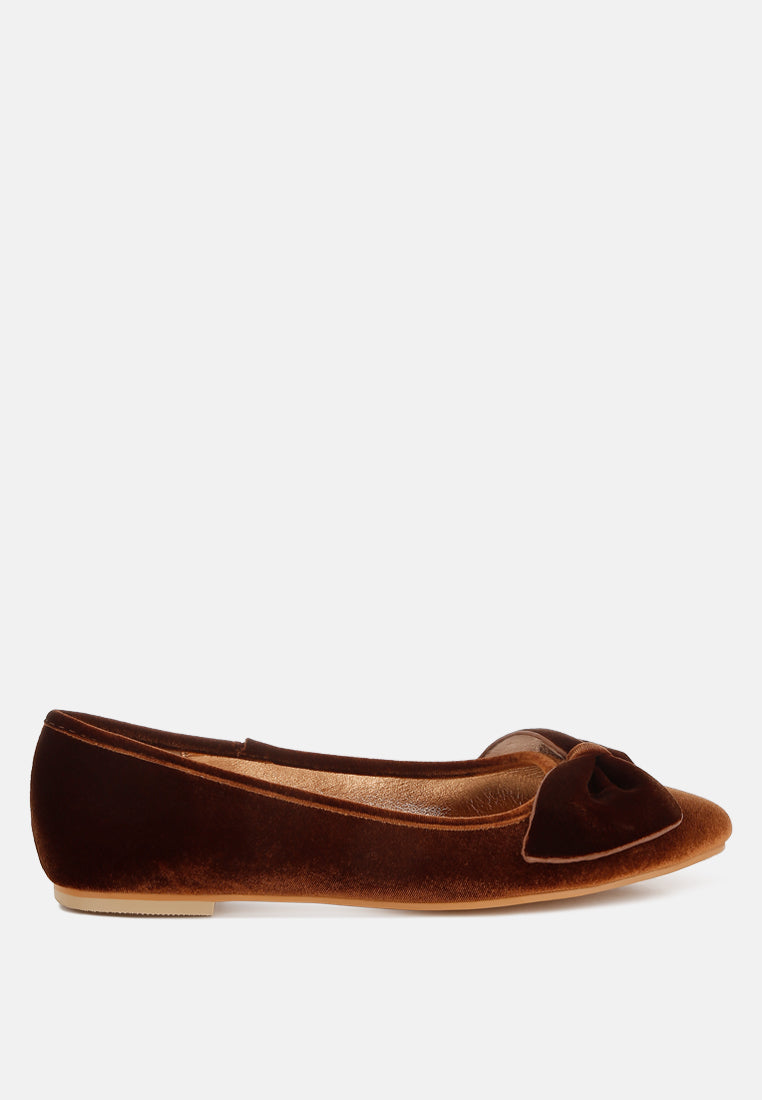 luxurious velvet bow ballerinas by ruw#color_bronze