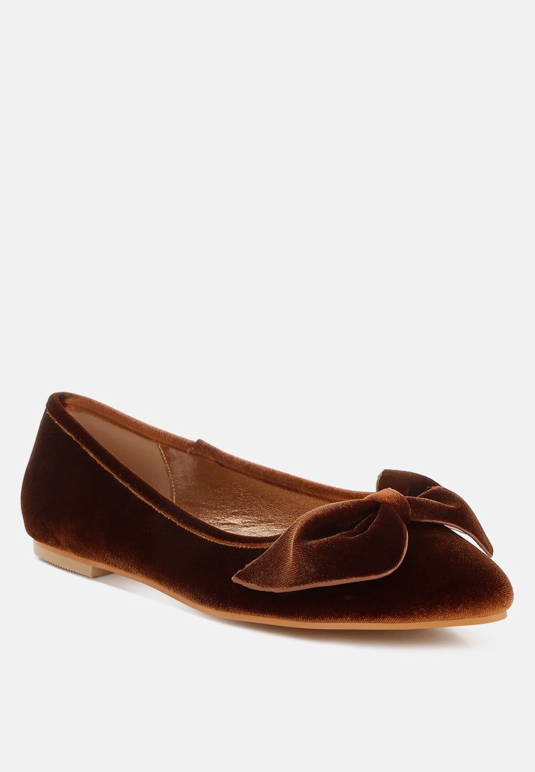 luxurious velvet bow ballerinas by ruw#color_bronze