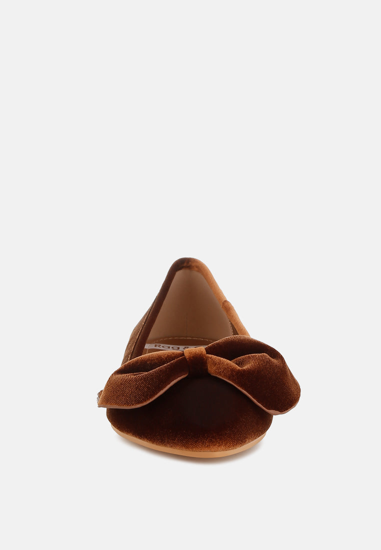 luxurious velvet bow ballerinas by ruw#color_bronze