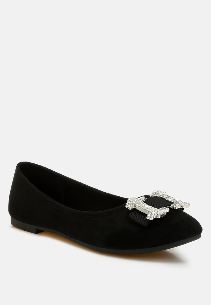 prajik rhinestone buckle detail ballerinas#color_black