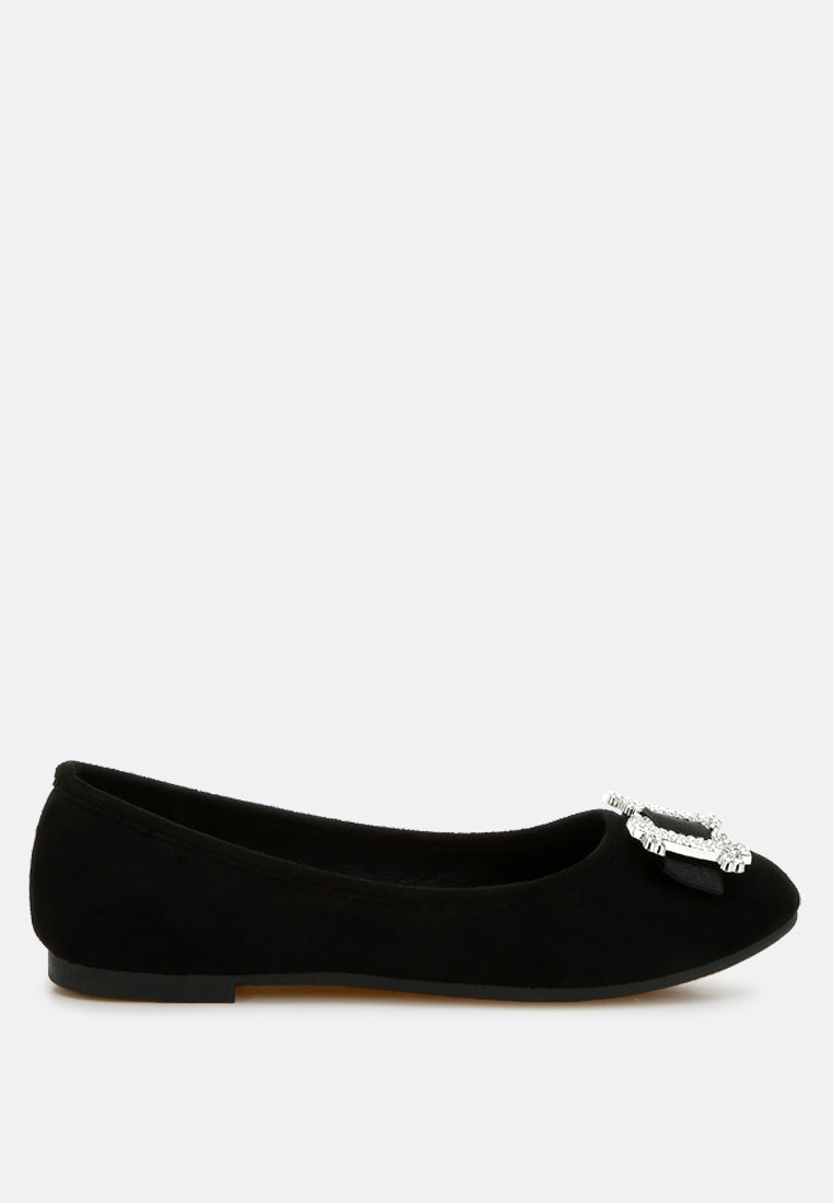 prajik rhinestone buckle detail ballerinas#color_black