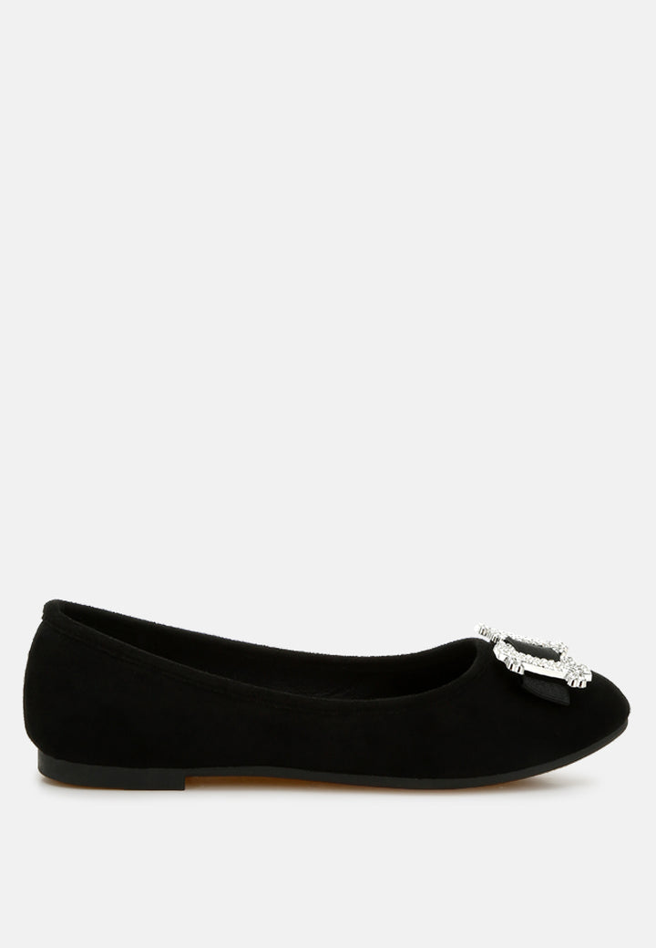 prajik rhinestone buckle detail ballerinas#color_black