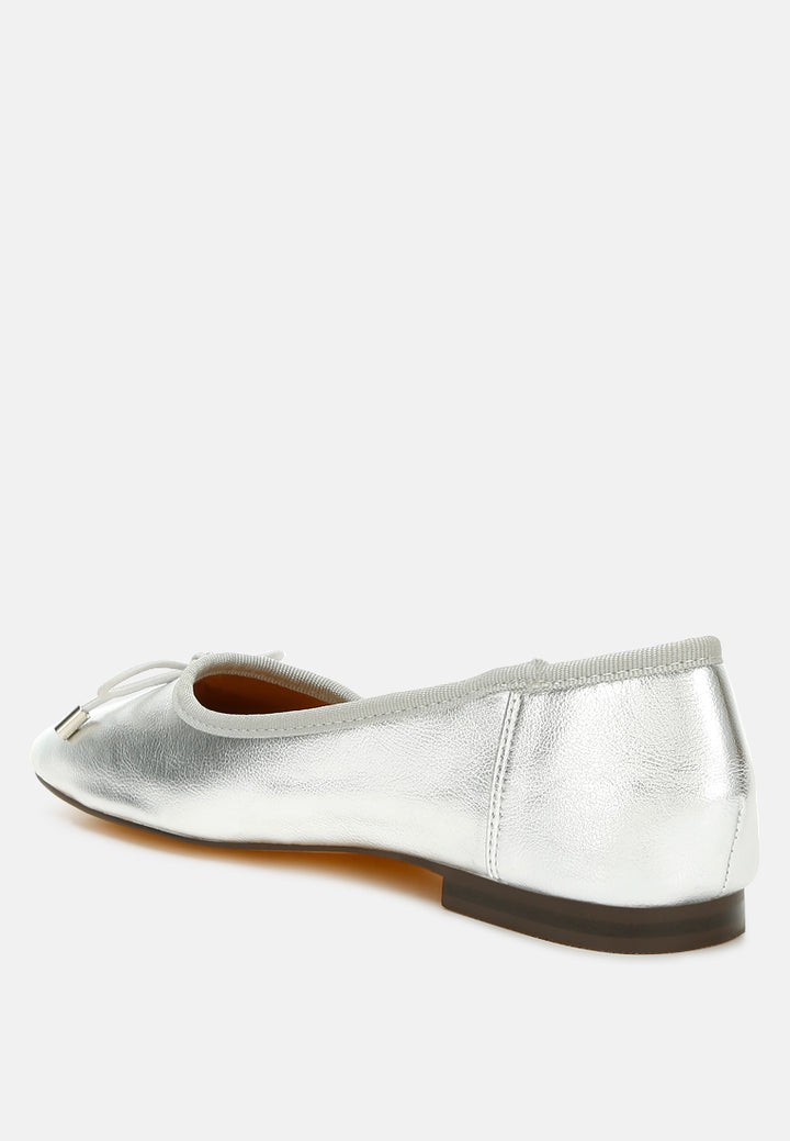 primrose metallic pleather bow ballerinas#color_silver