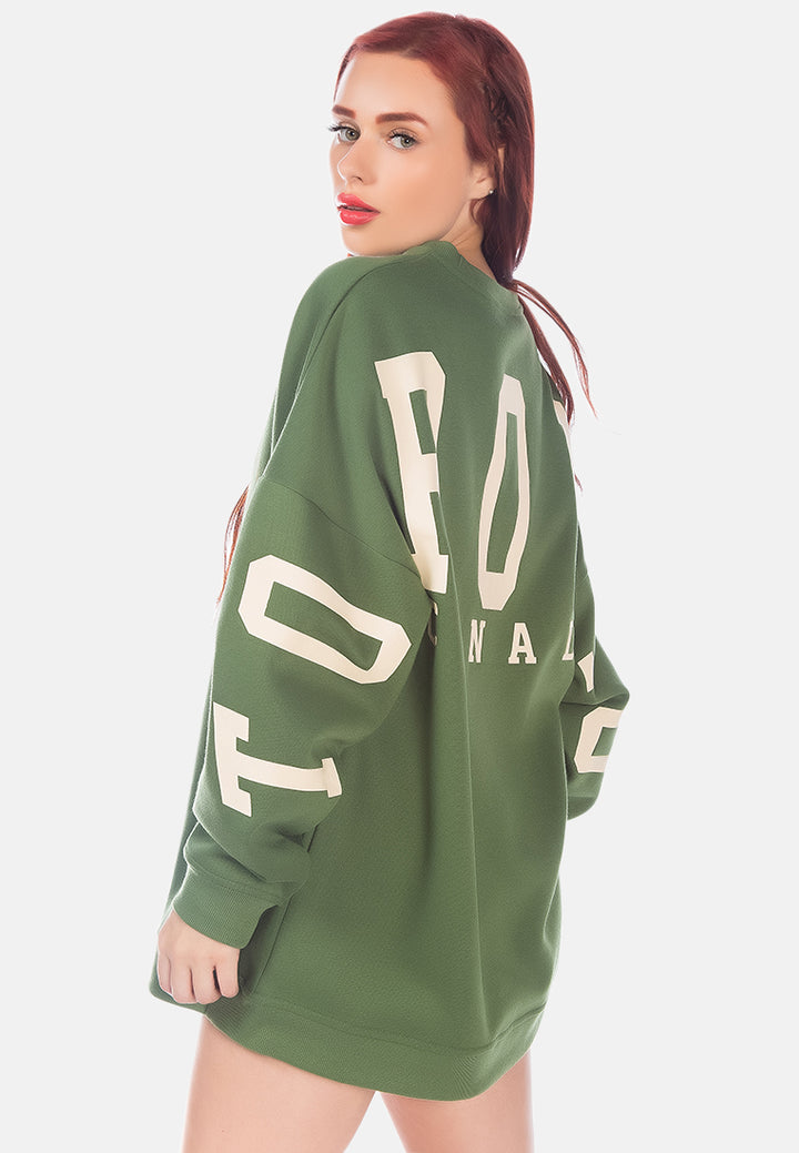 printed oversized sweatshirt#color_bottle-green