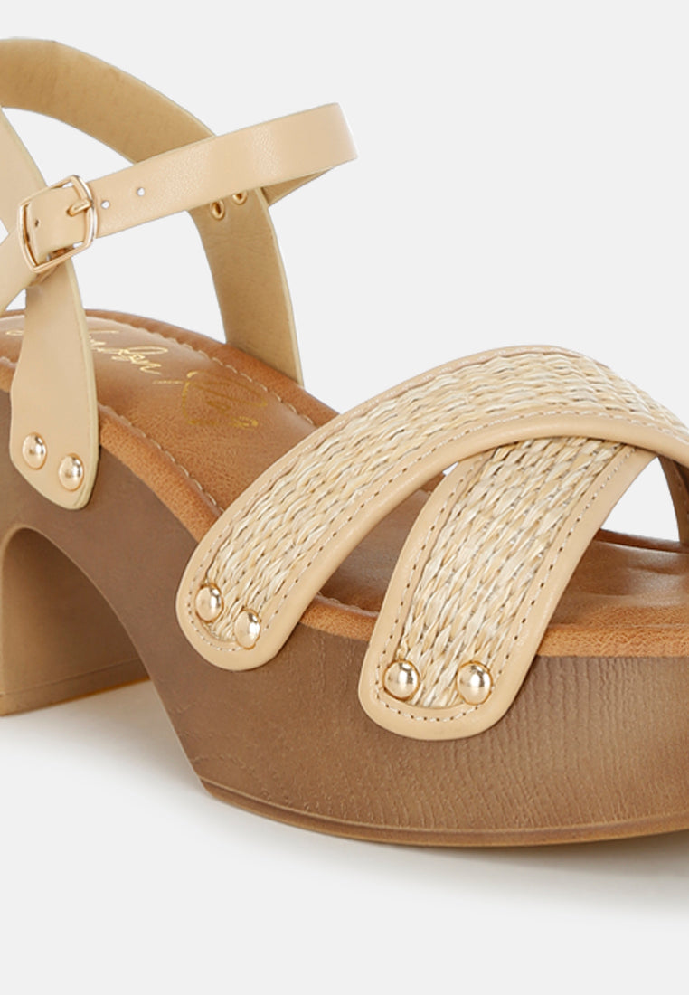 studded raffia clog sandals#color_natural