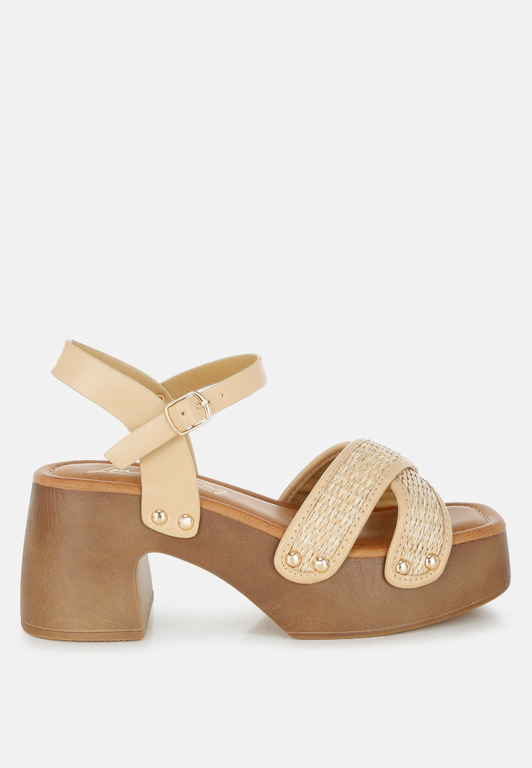 studded raffia clog sandals#color_natural