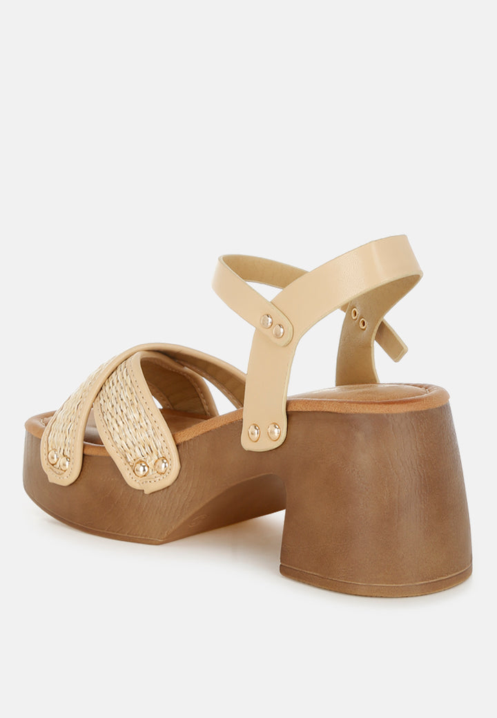 qasa studded raffia clog sandals by mode#color_natural