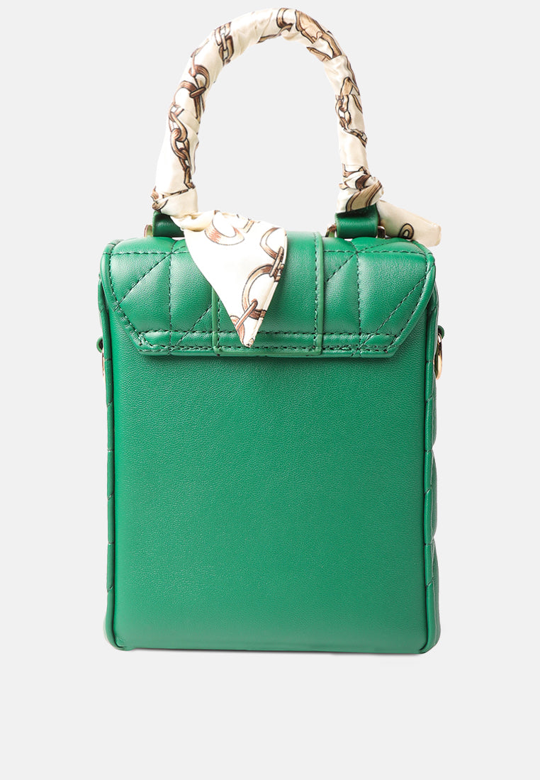quilted faux leather bucket handbag#color_green