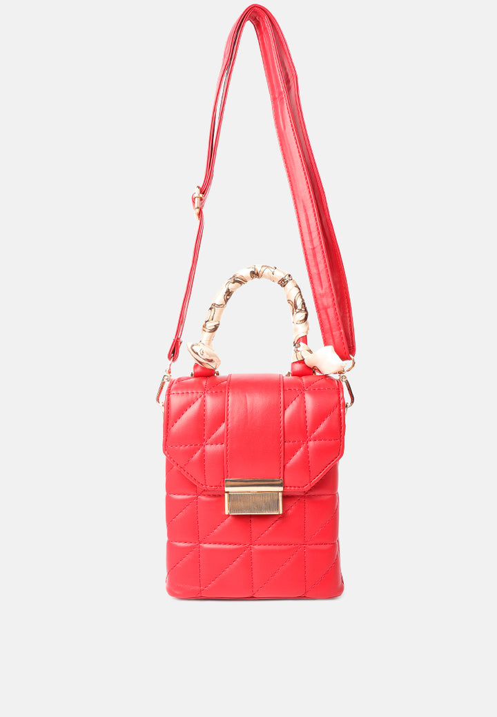 quilted faux leather bucket handbag#color_red