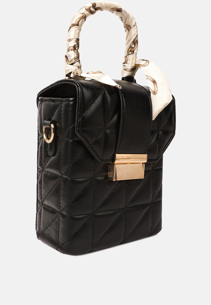 quilted faux leather bucket handbag#color_black