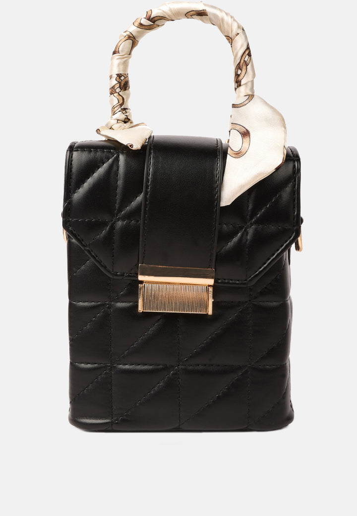 quilted faux leather bucket handbag#color_black