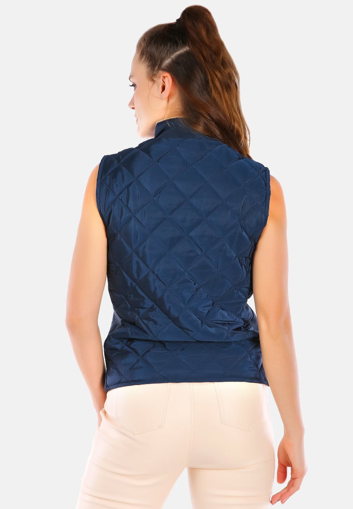 quilted puffer sleeveless jacket#color_navy