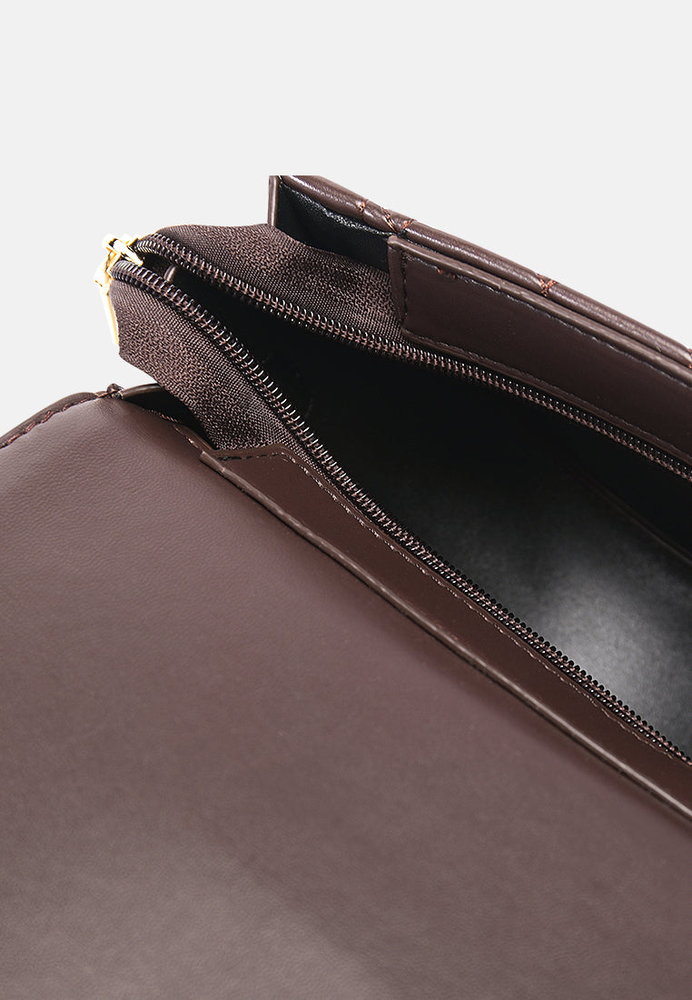 quilted saddle sling bag#color_brown