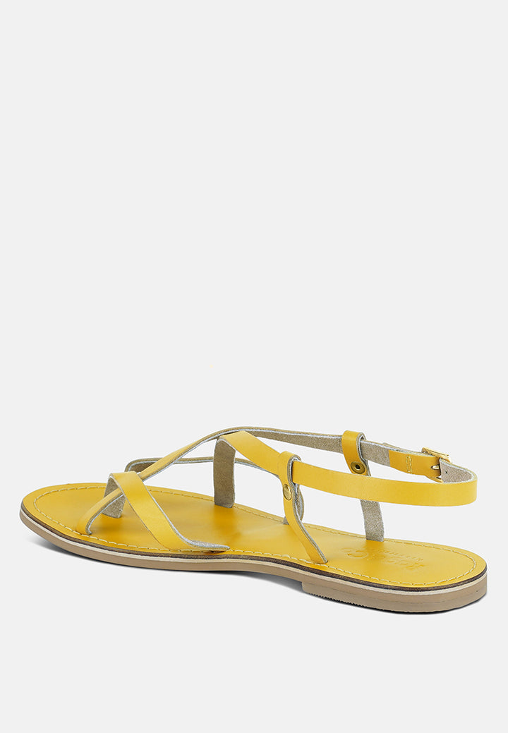 rita strappy flat leather sandals by ruw#color_yellow