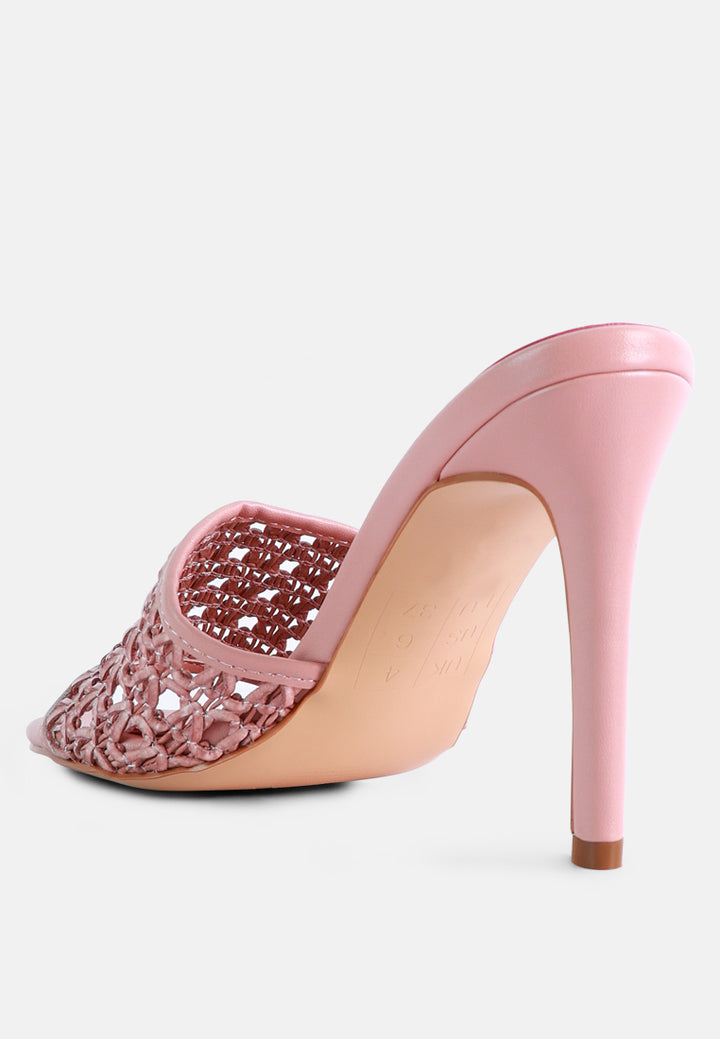 Chanclas de tacón tejidas Tease#color_pink