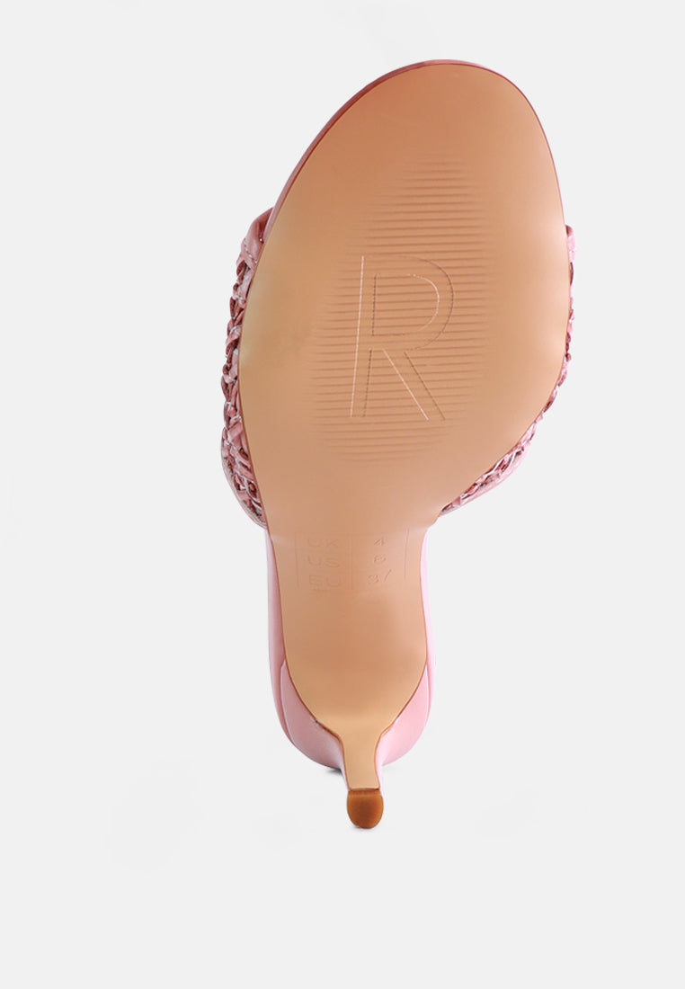 Chanclas de tacón tejidas Tease#color_pink