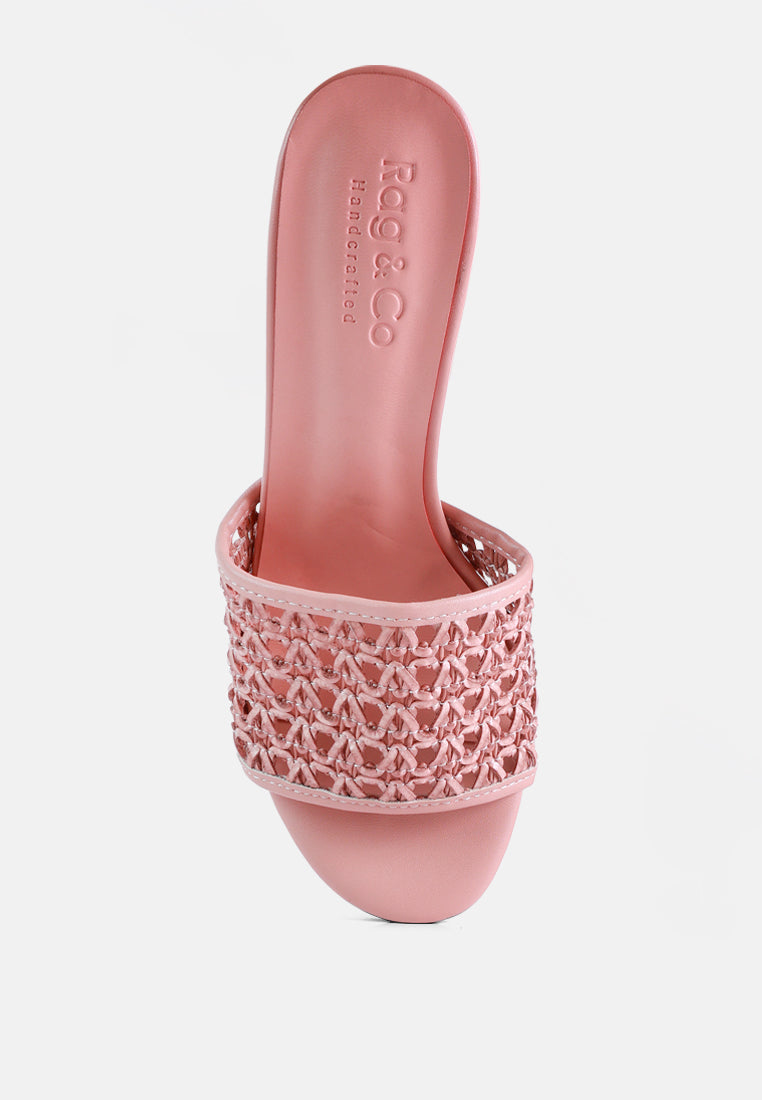 Chanclas de tacón tejidas Tease#color_pink