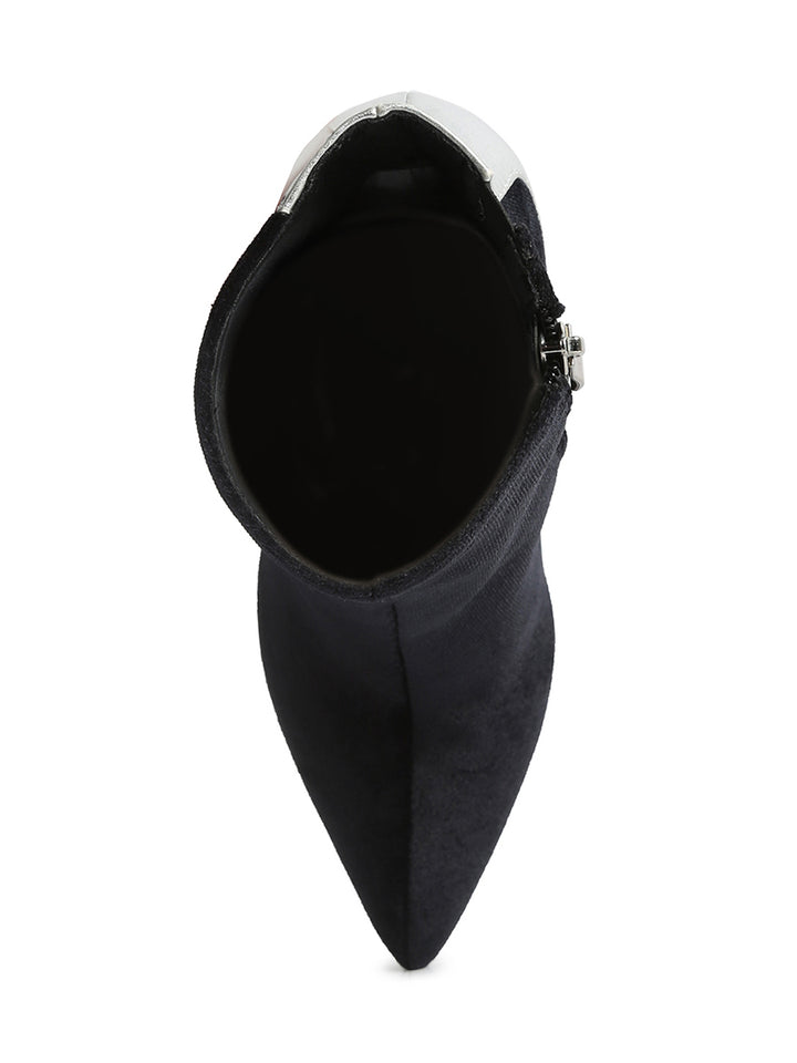 botines de tacón alto con detalles metalizados slade#color_negro-plata