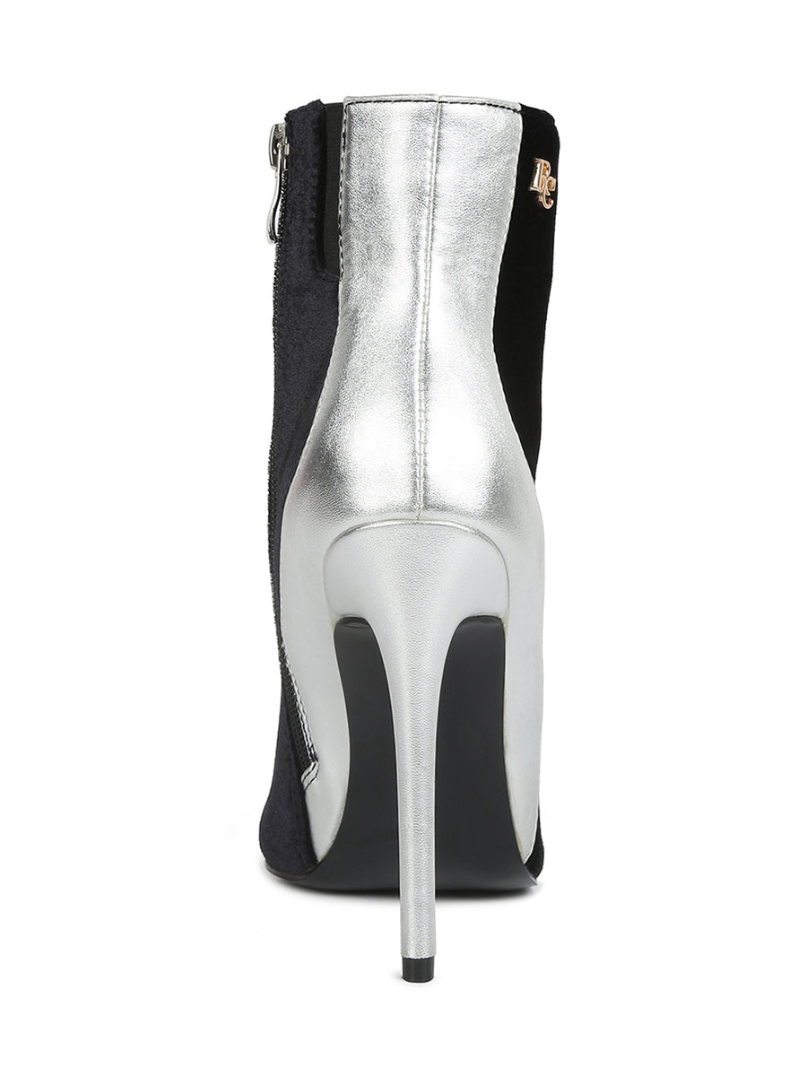 botines de tacón alto con detalles metalizados slade#color_negro-plata