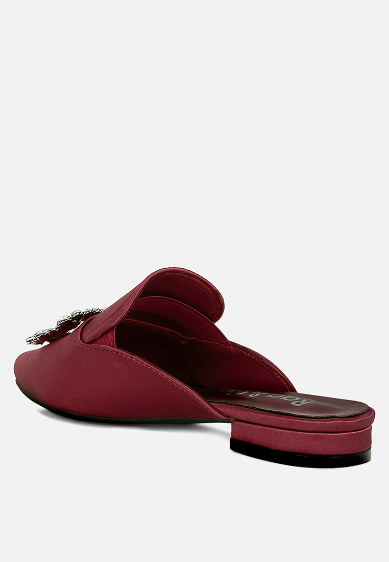 perrine diamante brooch slip on mules by ruw#color_burgundy