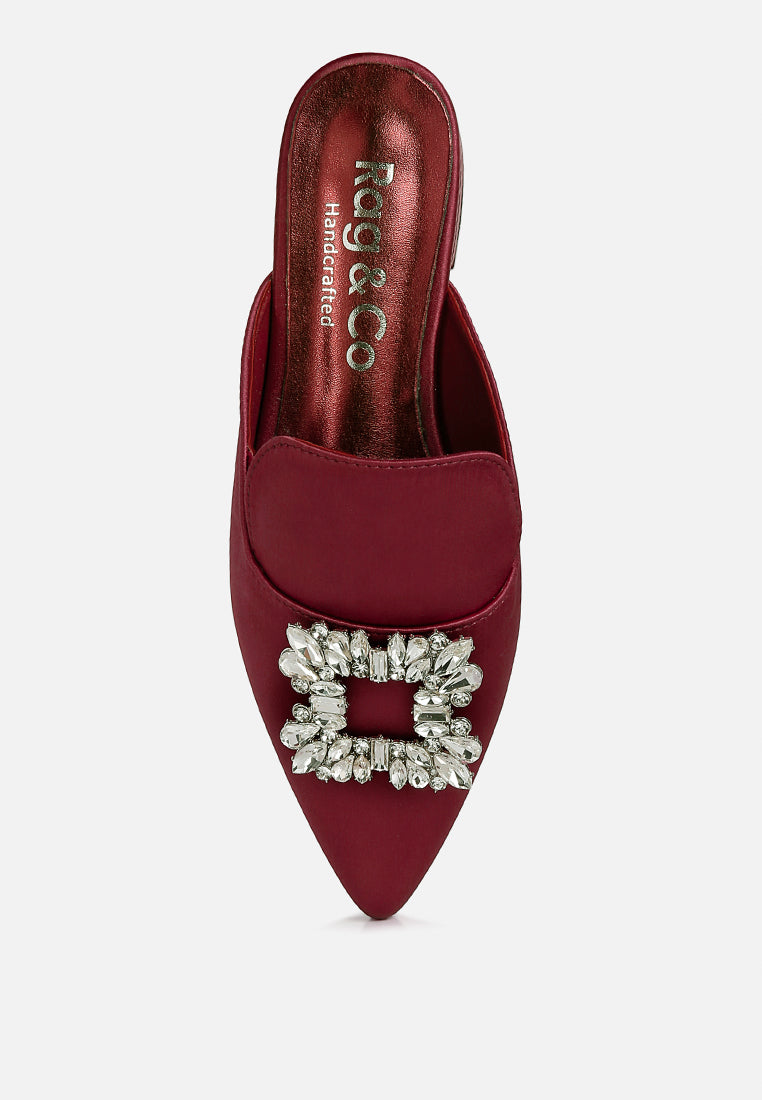 perrine diamante brooch slip on mules by ruw#color_burgundy