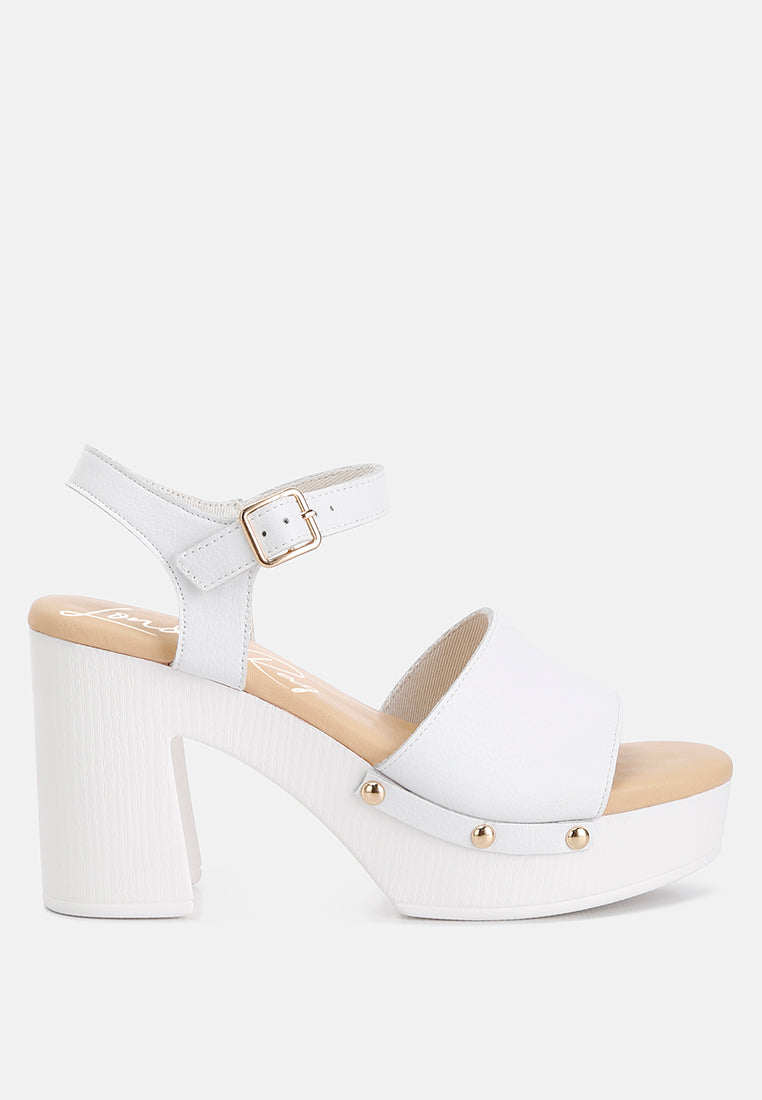 recycled leather high block sandals by rag#color_white