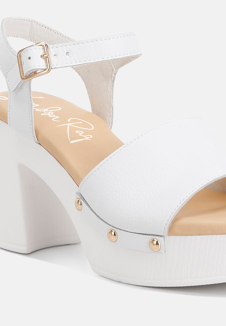 recycled leather high block sandals by rag#color_white